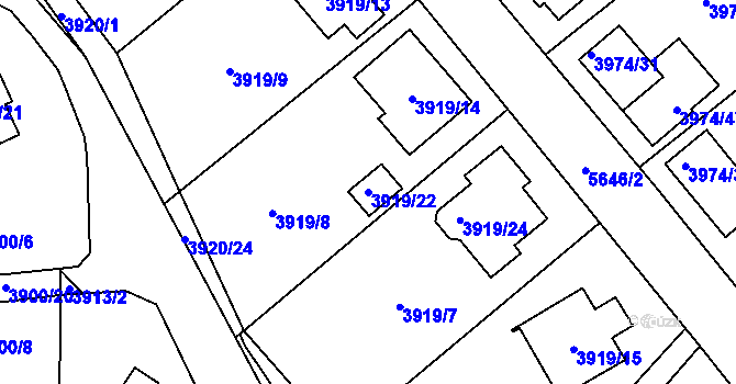 Parcela st. 3919/22 v KÚ Velké Meziříčí, Katastrální mapa