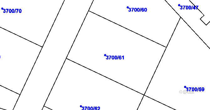 Parcela st. 3700/61 v KÚ Velké Meziříčí, Katastrální mapa