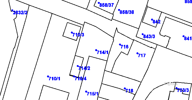 Parcela st. 714/1 v KÚ Velké Meziříčí, Katastrální mapa