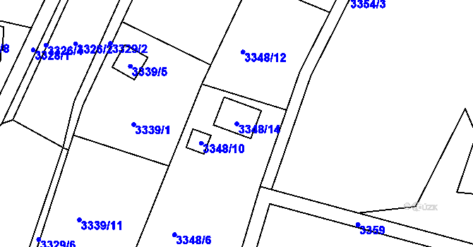 Parcela st. 3348/14 v KÚ Velké Meziříčí, Katastrální mapa