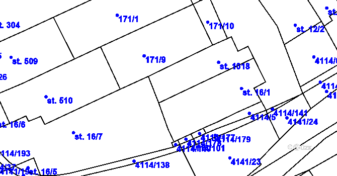 Parcela st. 16/2 v KÚ Velké Němčice, Katastrální mapa