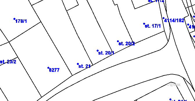 Parcela st. 20/1 v KÚ Velké Němčice, Katastrální mapa
