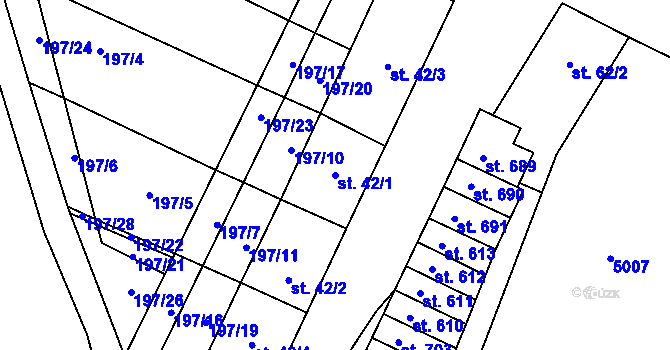 Parcela st. 42/1 v KÚ Velké Němčice, Katastrální mapa