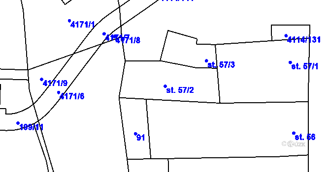 Parcela st. 57/2 v KÚ Velké Němčice, Katastrální mapa