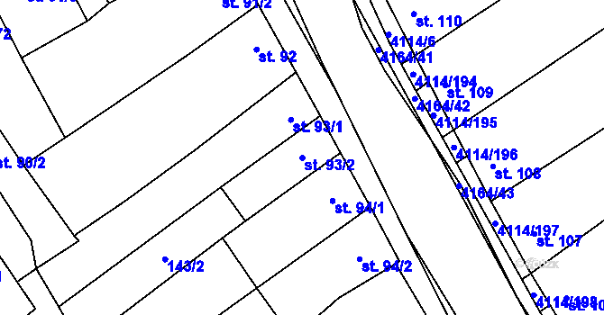 Parcela st. 93/2 v KÚ Velké Němčice, Katastrální mapa