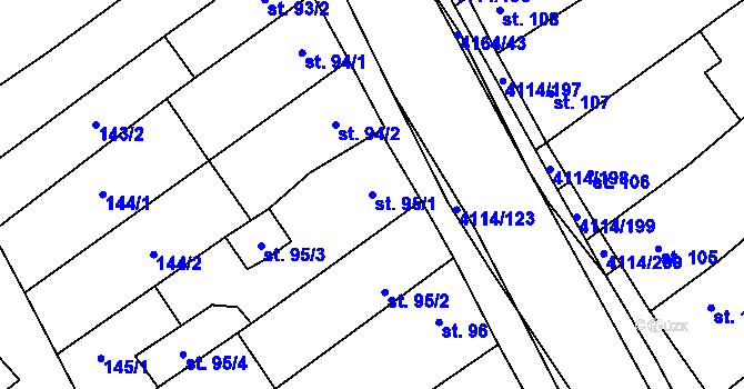 Parcela st. 95/1 v KÚ Velké Němčice, Katastrální mapa