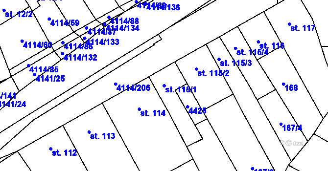 Parcela st. 115/1 v KÚ Velké Němčice, Katastrální mapa