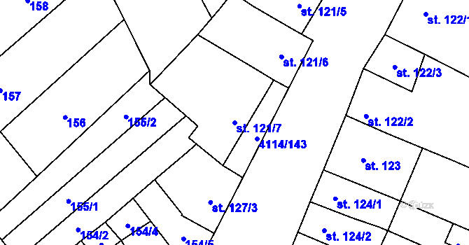 Parcela st. 121/7 v KÚ Velké Němčice, Katastrální mapa