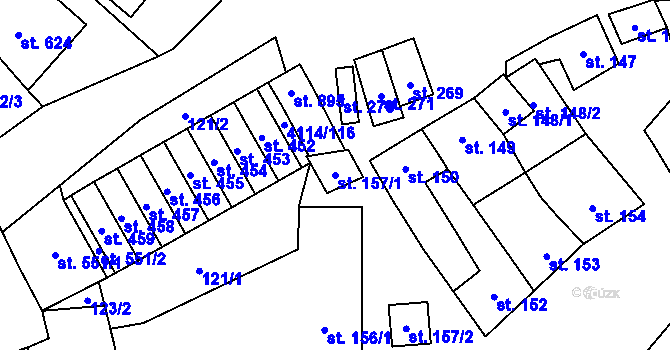Parcela st. 157/1 v KÚ Velké Němčice, Katastrální mapa