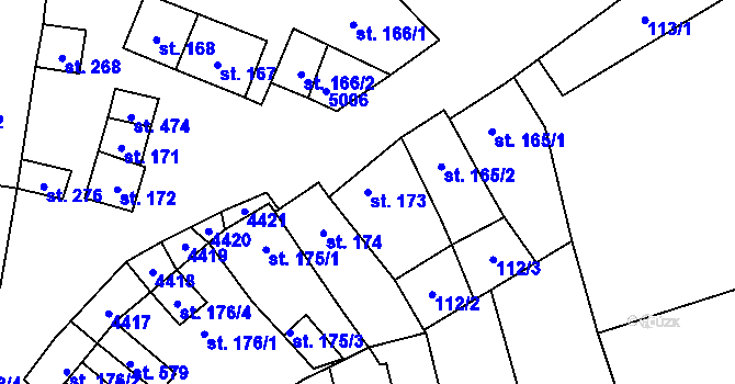 Parcela st. 173 v KÚ Velké Němčice, Katastrální mapa