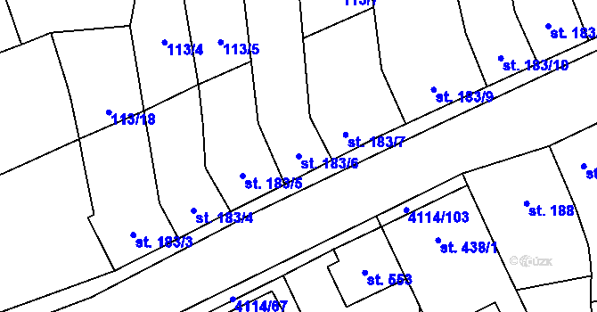 Parcela st. 183/6 v KÚ Velké Němčice, Katastrální mapa