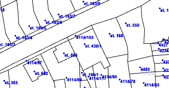 Parcela st. 438/1 v KÚ Velké Němčice, Katastrální mapa