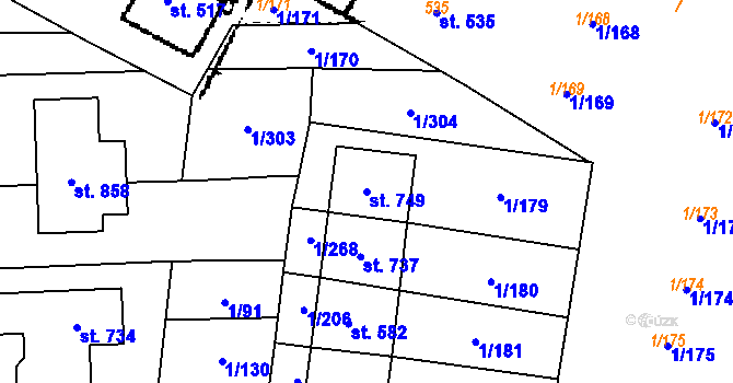 Parcela st. 749 v KÚ Velké Němčice, Katastrální mapa