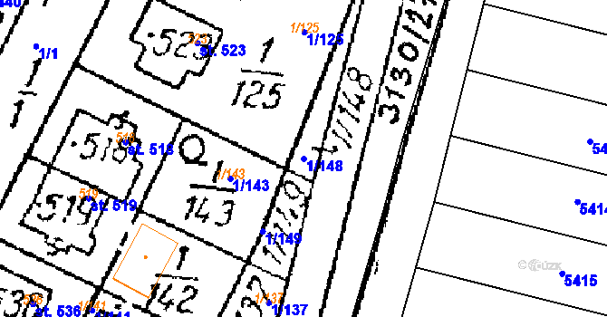 Parcela st. 1/148 v KÚ Velké Němčice, Katastrální mapa