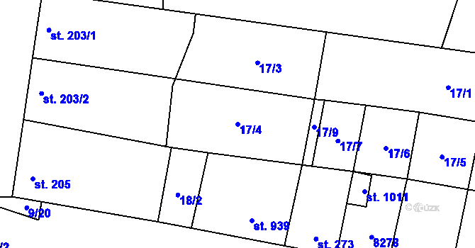 Parcela st. 17/4 v KÚ Velké Němčice, Katastrální mapa
