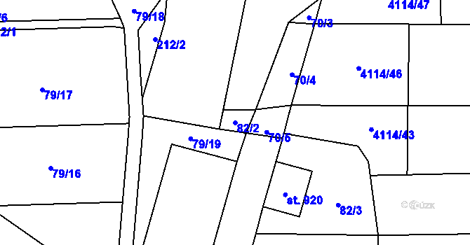Parcela st. 82/2 v KÚ Velké Němčice, Katastrální mapa