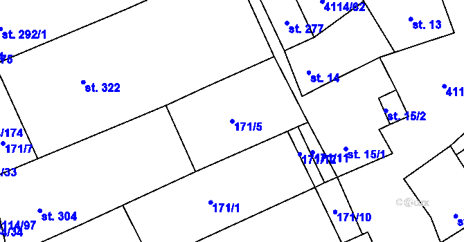 Parcela st. 171/5 v KÚ Velké Němčice, Katastrální mapa