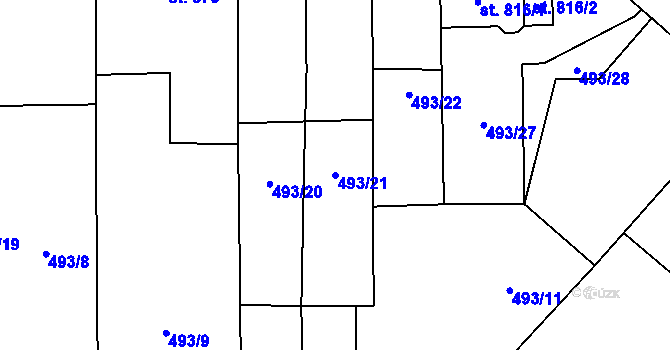 Parcela st. 493/21 v KÚ Velké Němčice, Katastrální mapa