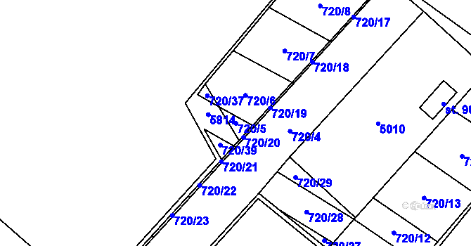 Parcela st. 720/5 v KÚ Velké Němčice, Katastrální mapa