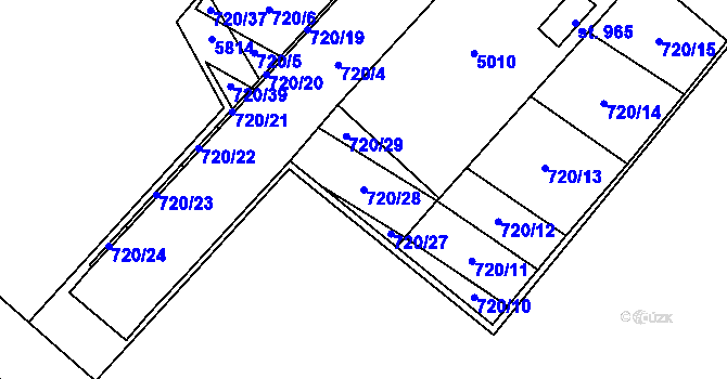 Parcela st. 720/28 v KÚ Velké Němčice, Katastrální mapa