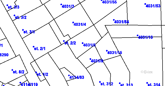 Parcela st. 4031/5 v KÚ Velké Němčice, Katastrální mapa