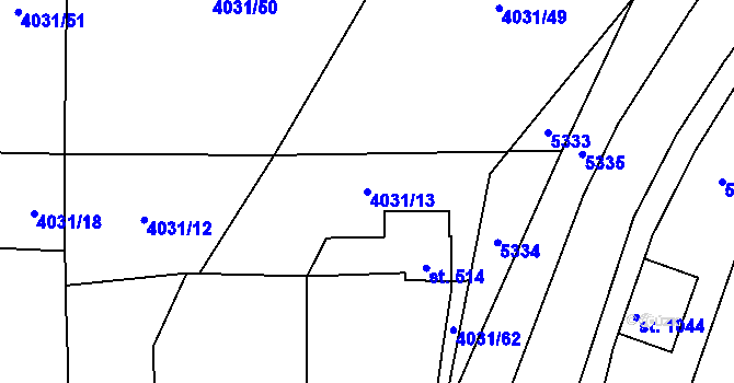 Parcela st. 4031/13 v KÚ Velké Němčice, Katastrální mapa