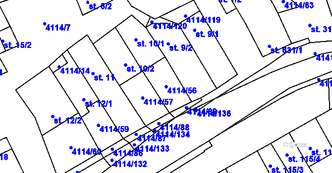 Parcela st. 4114/56 v KÚ Velké Němčice, Katastrální mapa