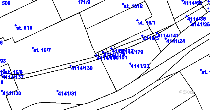 Parcela st. 4114/101 v KÚ Velké Němčice, Katastrální mapa