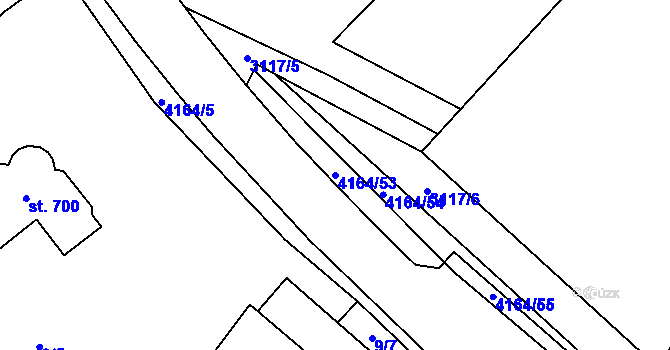 Parcela st. 4164/53 v KÚ Velké Němčice, Katastrální mapa