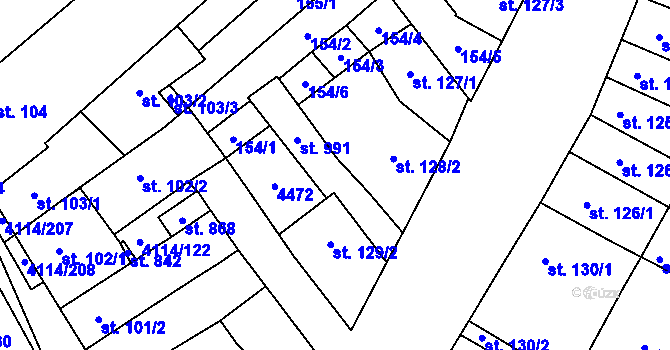 Parcela st. 129/3 v KÚ Velké Němčice, Katastrální mapa