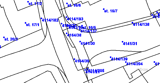 Parcela st. 4141/30 v KÚ Velké Němčice, Katastrální mapa
