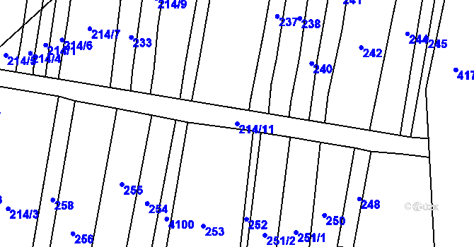 Parcela st. 214/11 v KÚ Velké Němčice, Katastrální mapa