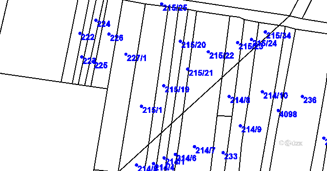 Parcela st. 215/19 v KÚ Velké Němčice, Katastrální mapa