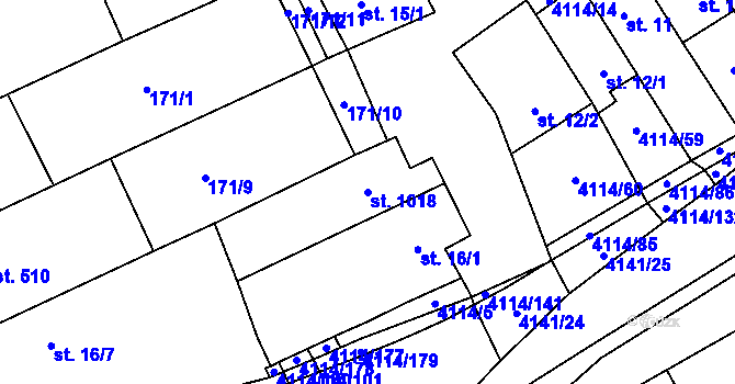 Parcela st. 1018 v KÚ Velké Němčice, Katastrální mapa
