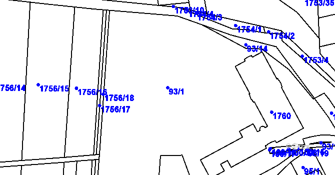 Parcela st. 93/1 v KÚ Velké Opatovice, Katastrální mapa