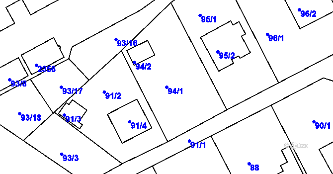 Parcela st. 94/1 v KÚ Velké Opatovice, Katastrální mapa