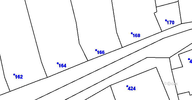 Parcela st. 166 v KÚ Velké Opatovice, Katastrální mapa