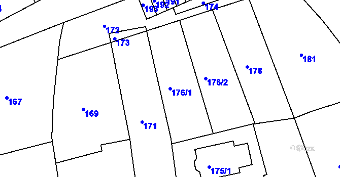 Parcela st. 176/1 v KÚ Velké Opatovice, Katastrální mapa