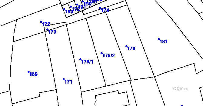 Parcela st. 176/2 v KÚ Velké Opatovice, Katastrální mapa