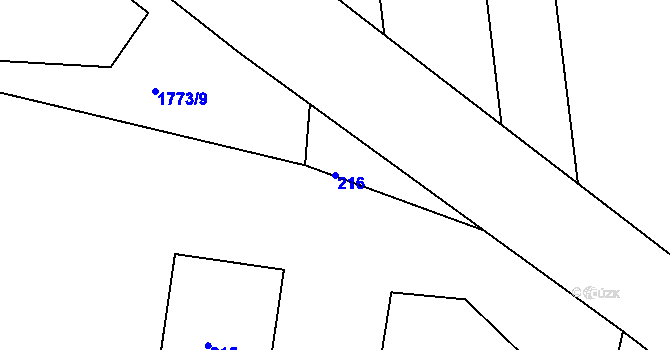 Parcela st. 216 v KÚ Velké Opatovice, Katastrální mapa