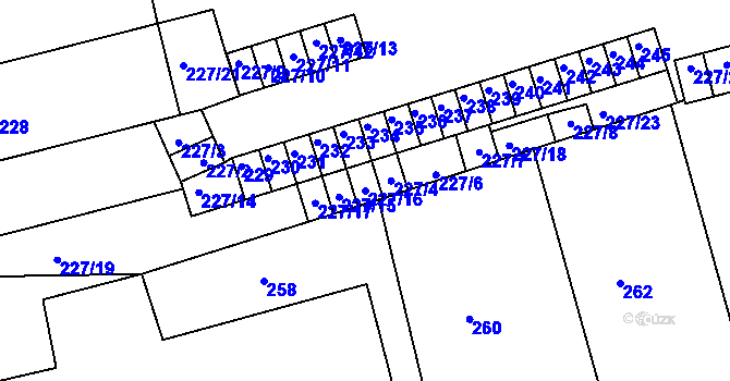Parcela st. 227/16 v KÚ Velké Opatovice, Katastrální mapa