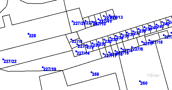 Parcela st. 229 v KÚ Velké Opatovice, Katastrální mapa