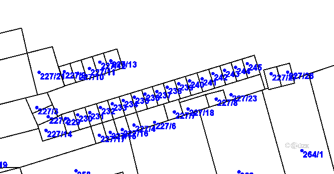 Parcela st. 238 v KÚ Velké Opatovice, Katastrální mapa