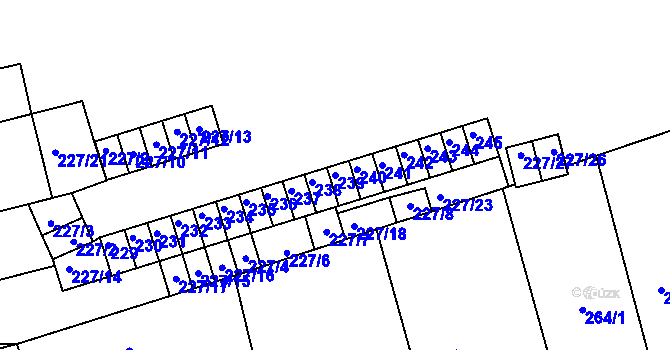 Parcela st. 239 v KÚ Velké Opatovice, Katastrální mapa