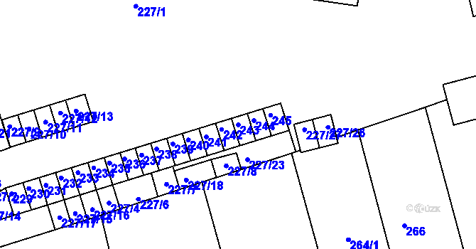 Parcela st. 243 v KÚ Velké Opatovice, Katastrální mapa