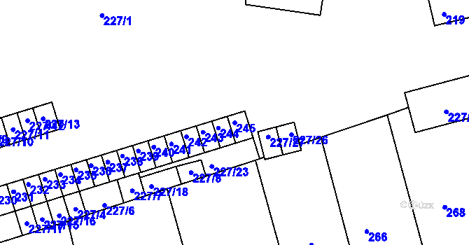 Parcela st. 245 v KÚ Velké Opatovice, Katastrální mapa