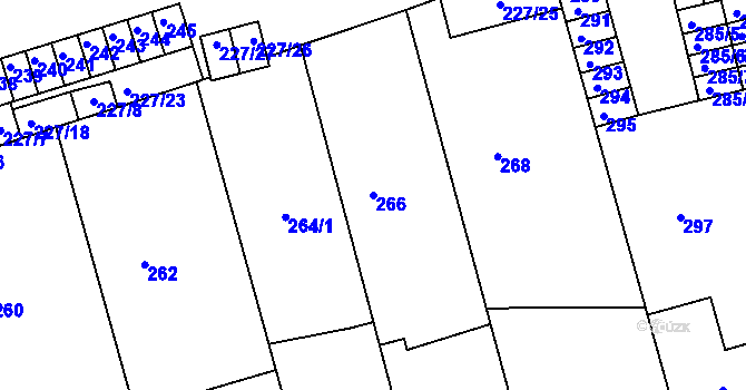 Parcela st. 266 v KÚ Velké Opatovice, Katastrální mapa