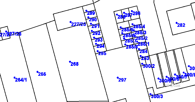 Parcela st. 295 v KÚ Velké Opatovice, Katastrální mapa