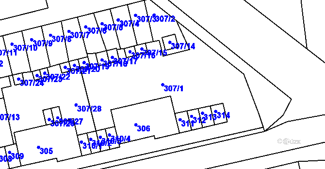Parcela st. 307/1 v KÚ Velké Opatovice, Katastrální mapa