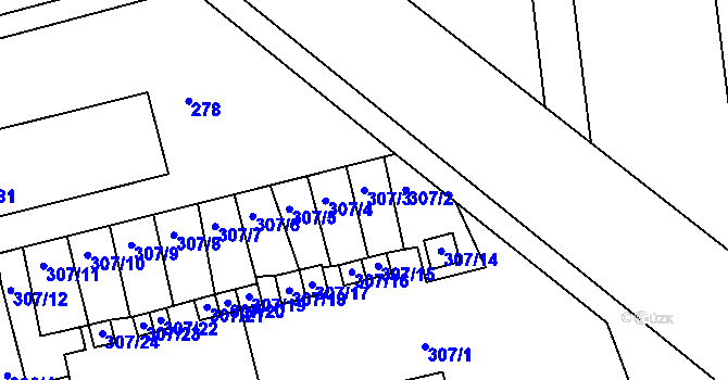 Parcela st. 307/3 v KÚ Velké Opatovice, Katastrální mapa